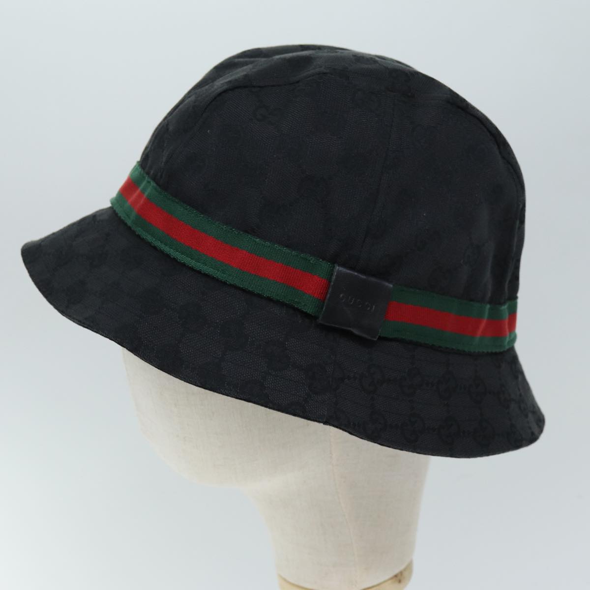 GUCCI GG Canvas Web Sherry Line Bucket Hat XL Black Red Green am6189