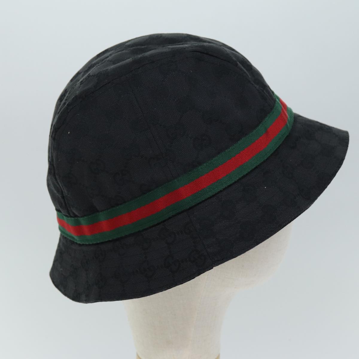 GUCCI GG Canvas Web Sherry Line Bucket Hat XL Black Red Green am6189