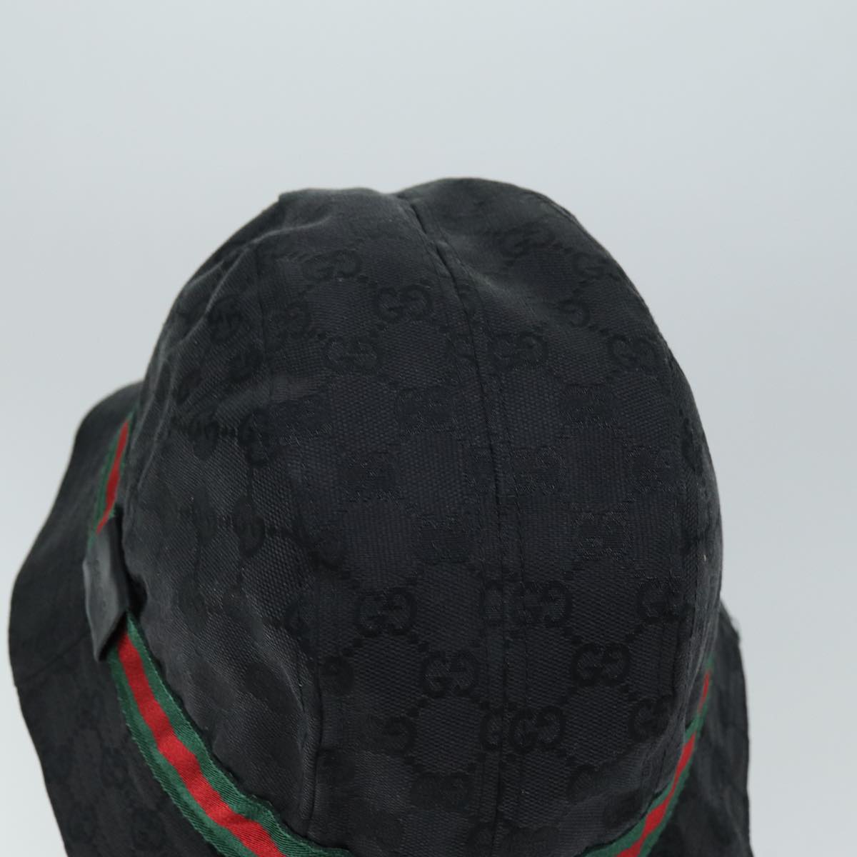 GUCCI GG Canvas Web Sherry Line Bucket Hat XL Black Red Green am6189