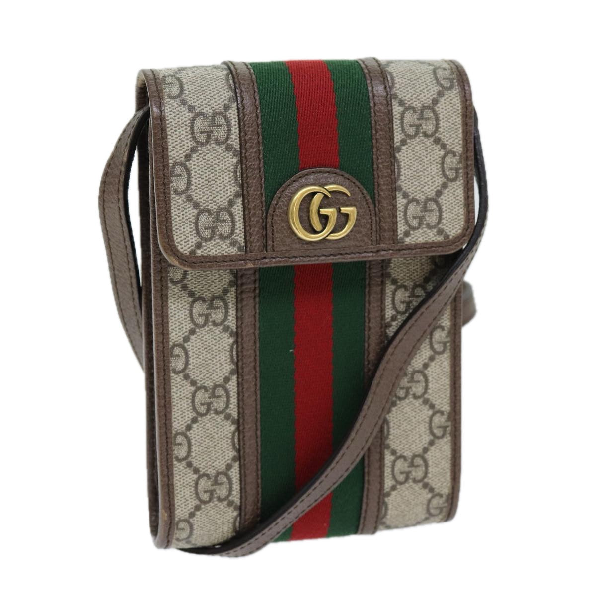 GUCCI GG Supreme Web Sherry Line Shoulder Bag PVC Beige Red 625757 am6198