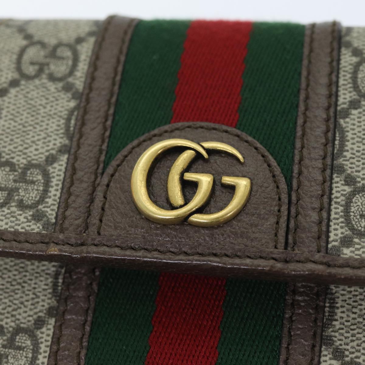 GUCCI GG Supreme Web Sherry Line Shoulder Bag PVC Beige Red 625757 am6198
