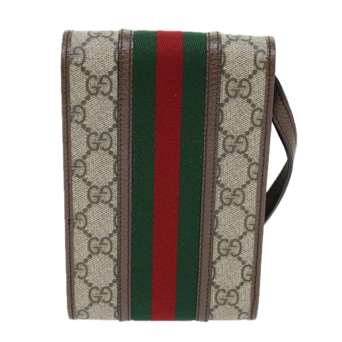 GUCCI GG Supreme Web Sherry Line Shoulder Bag PVC Beige Red 625757 am6198