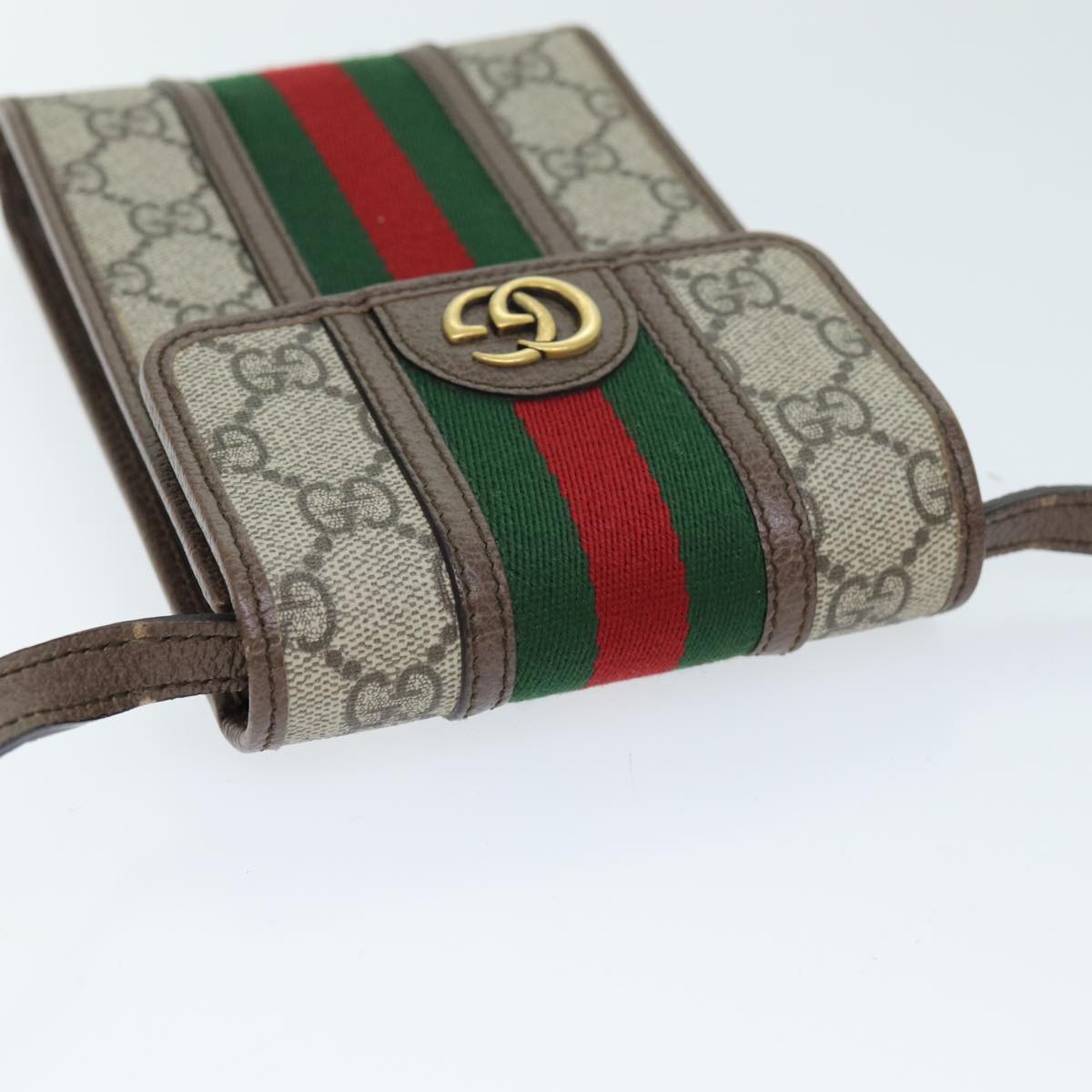GUCCI GG Supreme Web Sherry Line Shoulder Bag PVC Beige Red 625757 am6198
