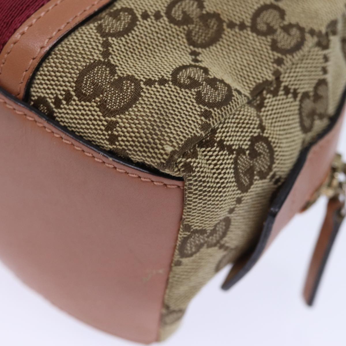 GUCCI GG Canvas Sherry Line Pouch Beige Wine Red 256636 am6220