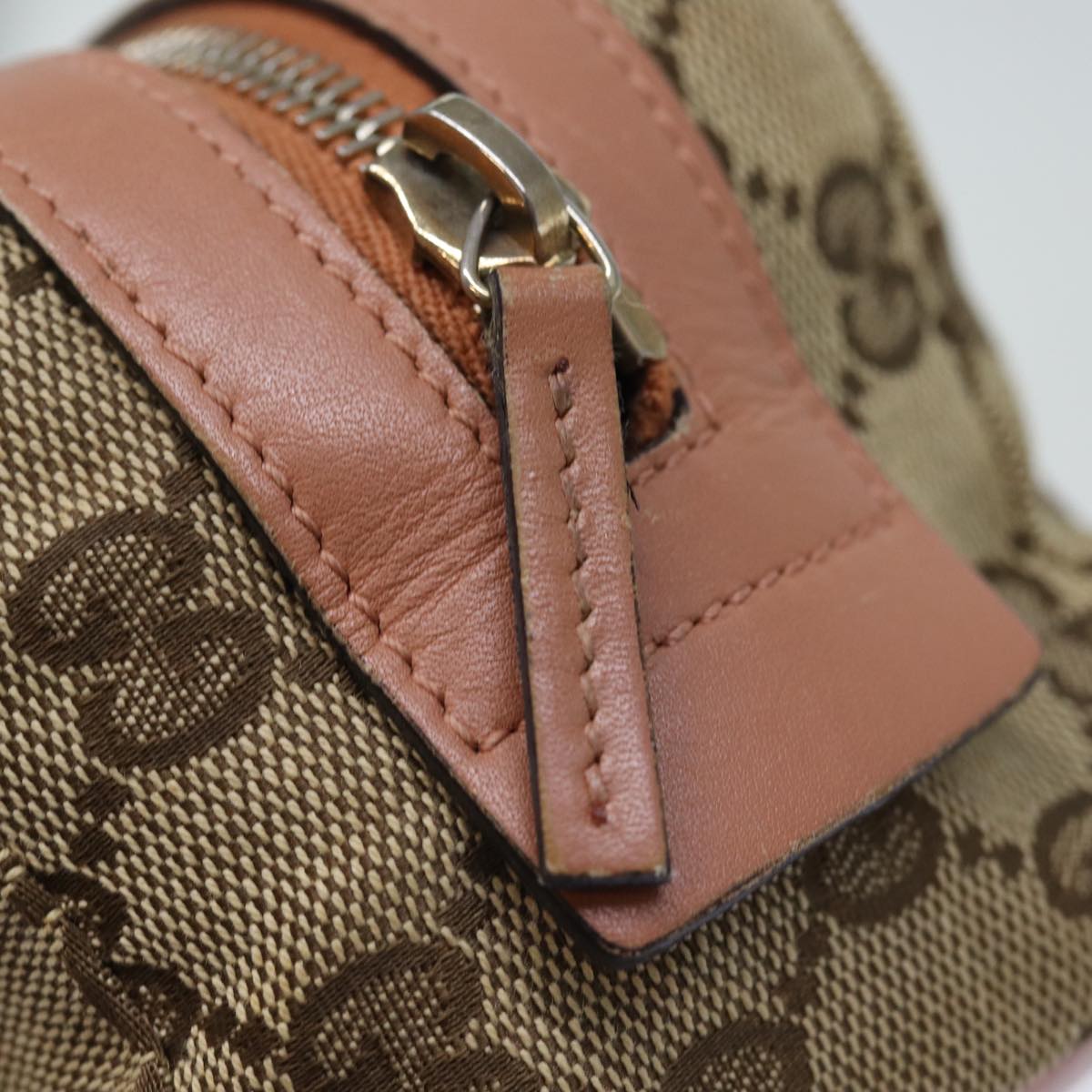 GUCCI GG Canvas Sherry Line Pouch Beige Wine Red 256636 am6220