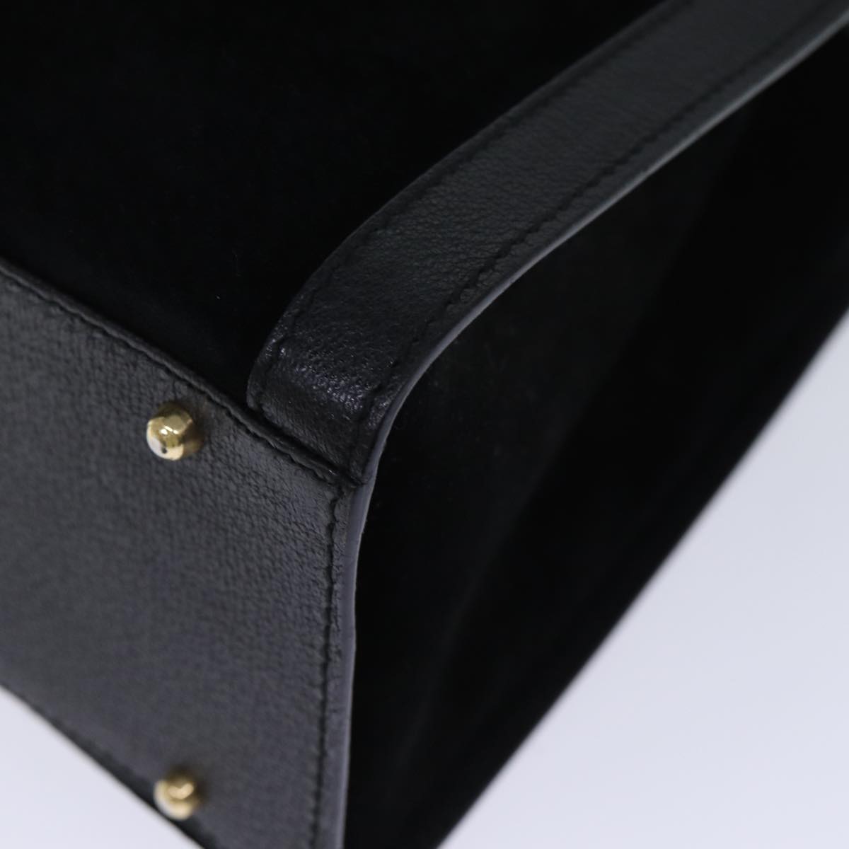 GUCCI Bamboo Hand Bag Suede Leather Black 002 123 0260 am6224