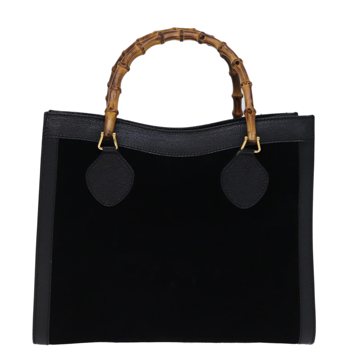 GUCCI Bamboo Hand Bag Suede Leather Black 002 123 0260 am6224