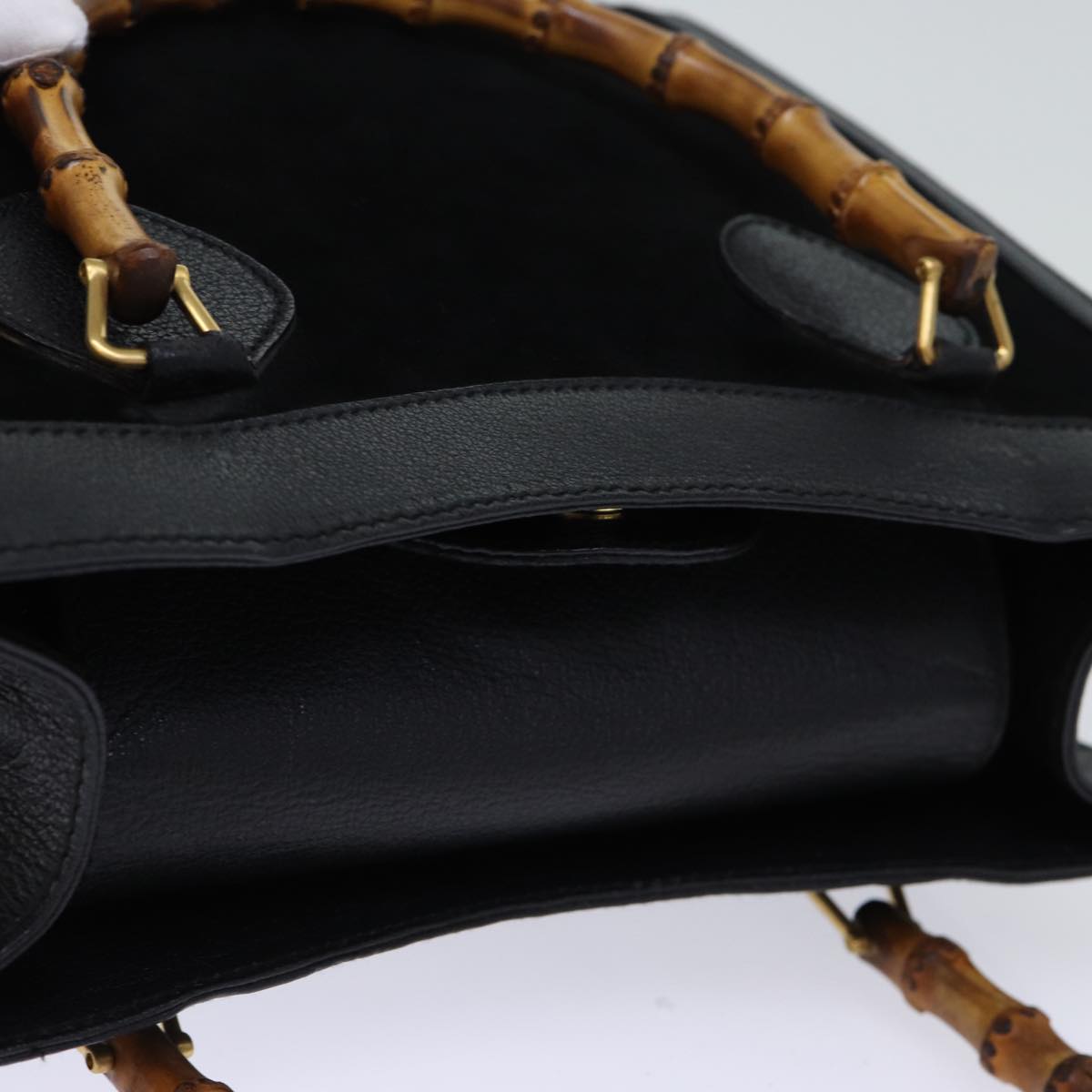 GUCCI Bamboo Hand Bag Suede Leather Black 002 123 0260 am6224