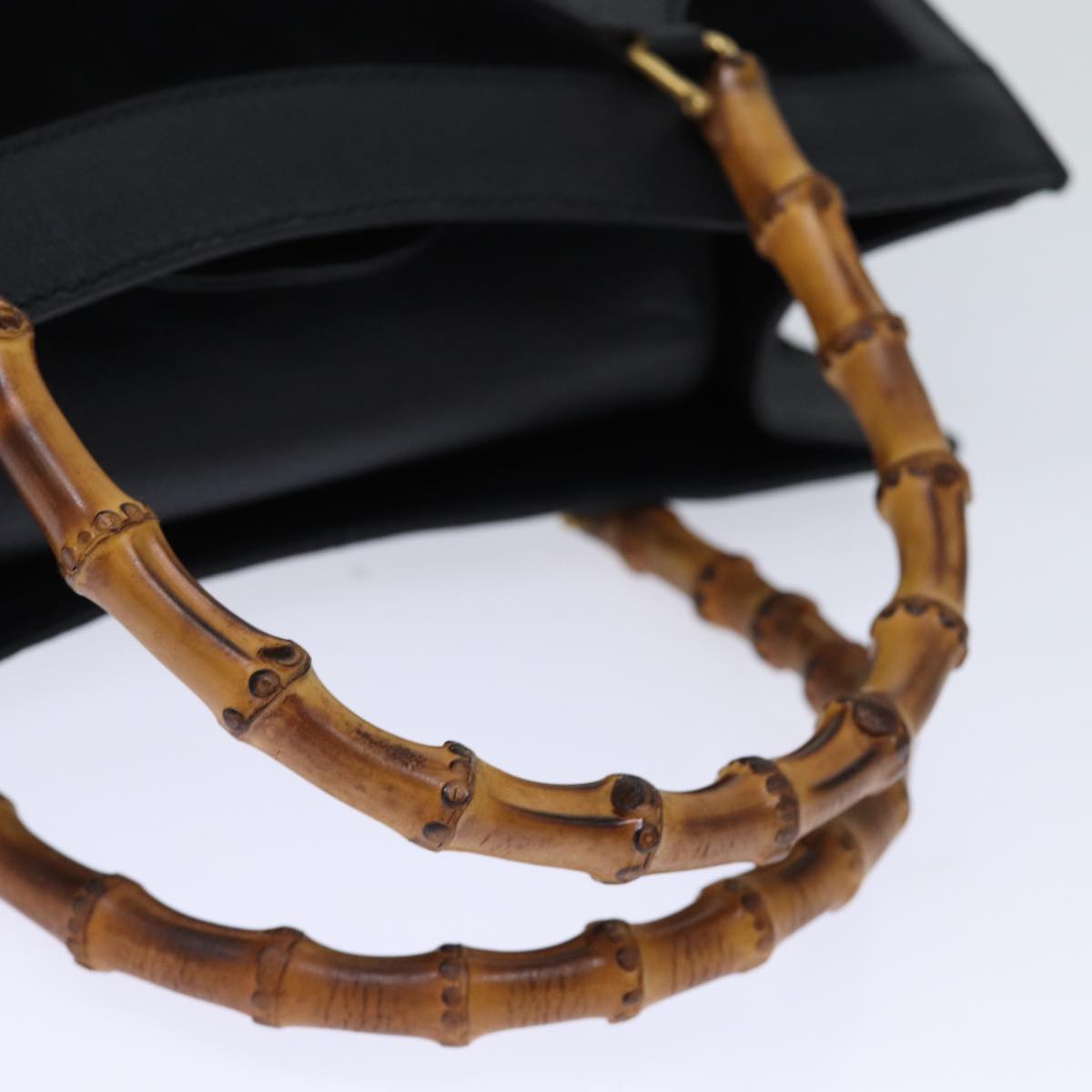 GUCCI Bamboo Hand Bag Suede Leather Black 002 123 0260 am6224