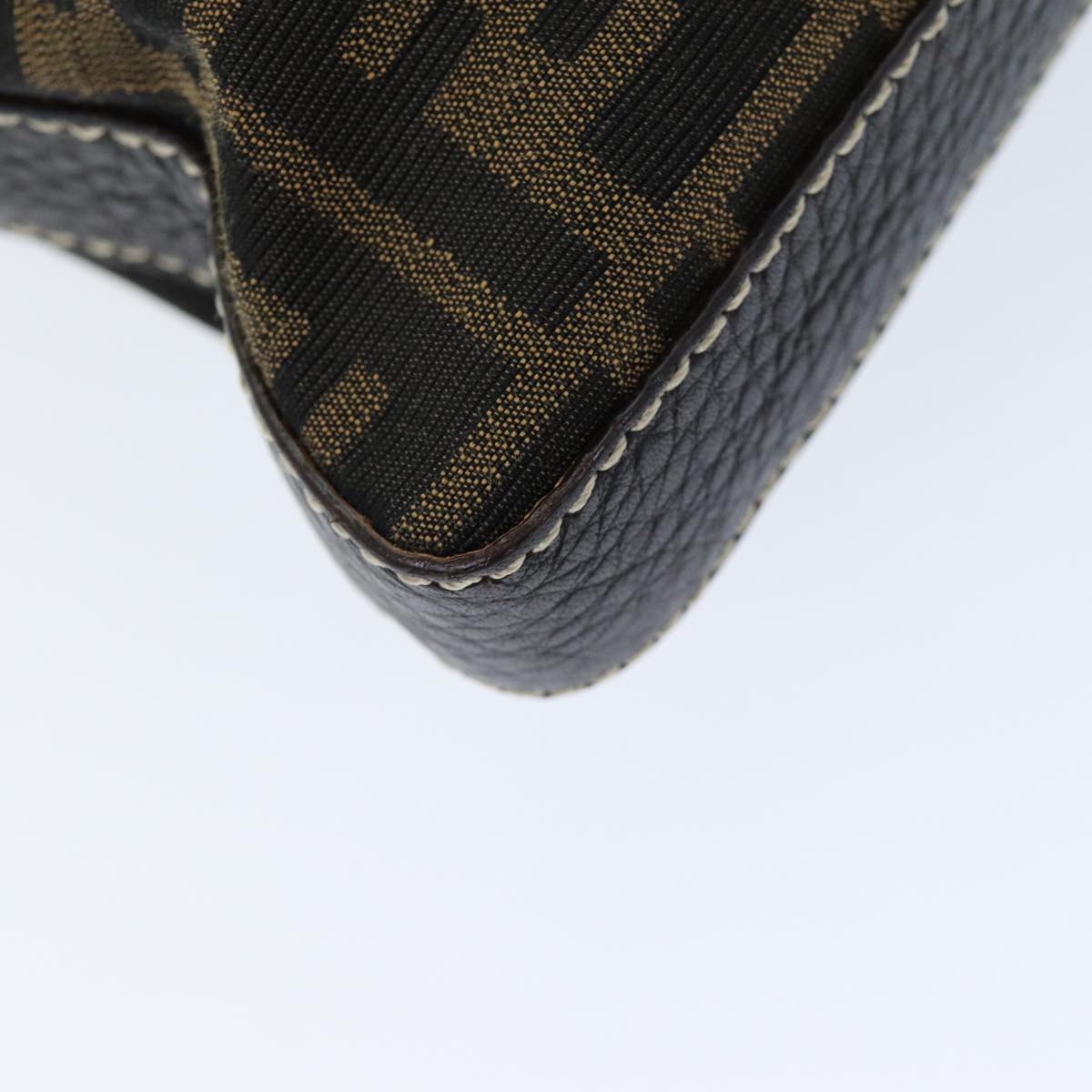 FENDI Zucca Canvas Shoulder Bag Black Brown am6285