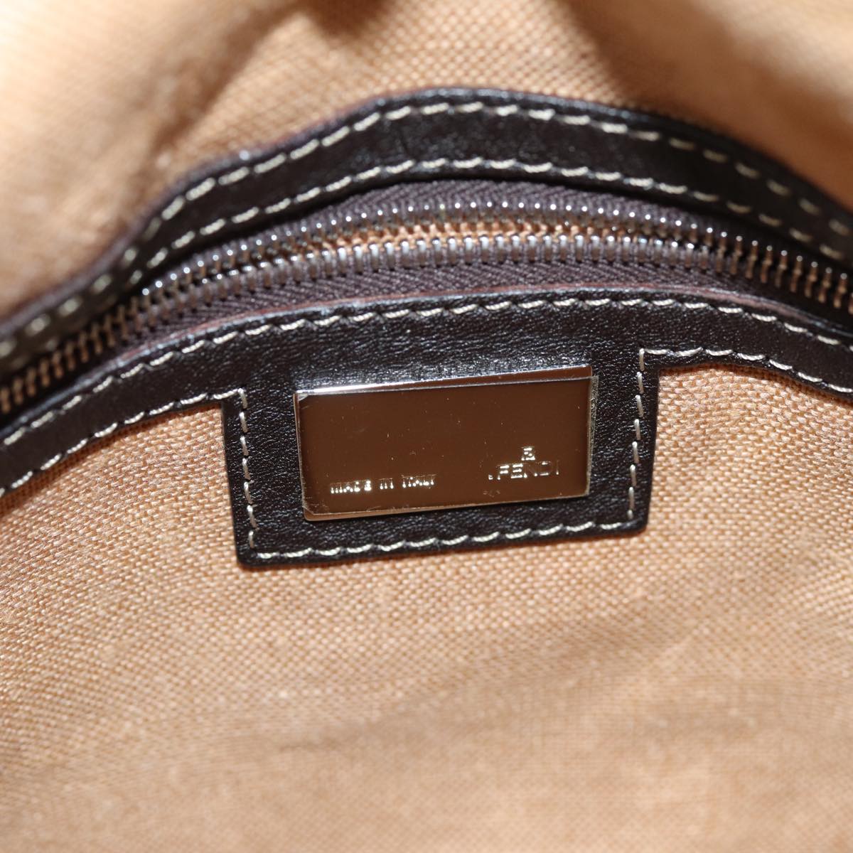 FENDI Zucca Canvas Shoulder Bag Black Brown am6285