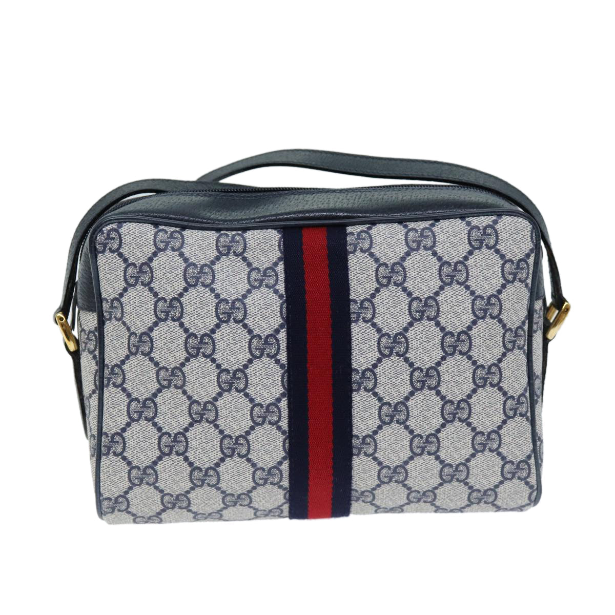 GUCCI GG Supreme Sherry Line Shoulder Bag PVC Navy Red 56 02 004 am6288