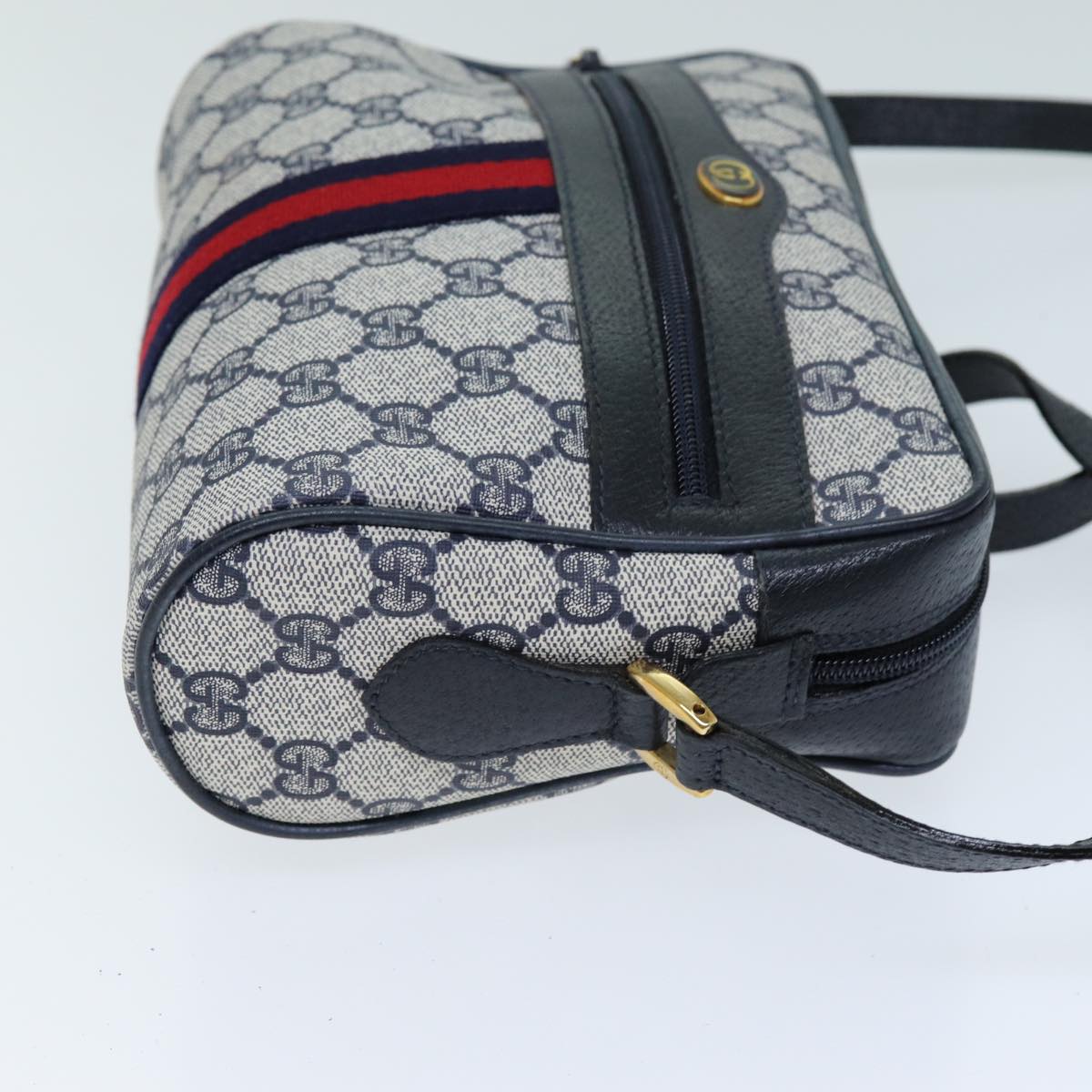 GUCCI GG Supreme Sherry Line Shoulder Bag PVC Navy Red 56 02 004 am6288