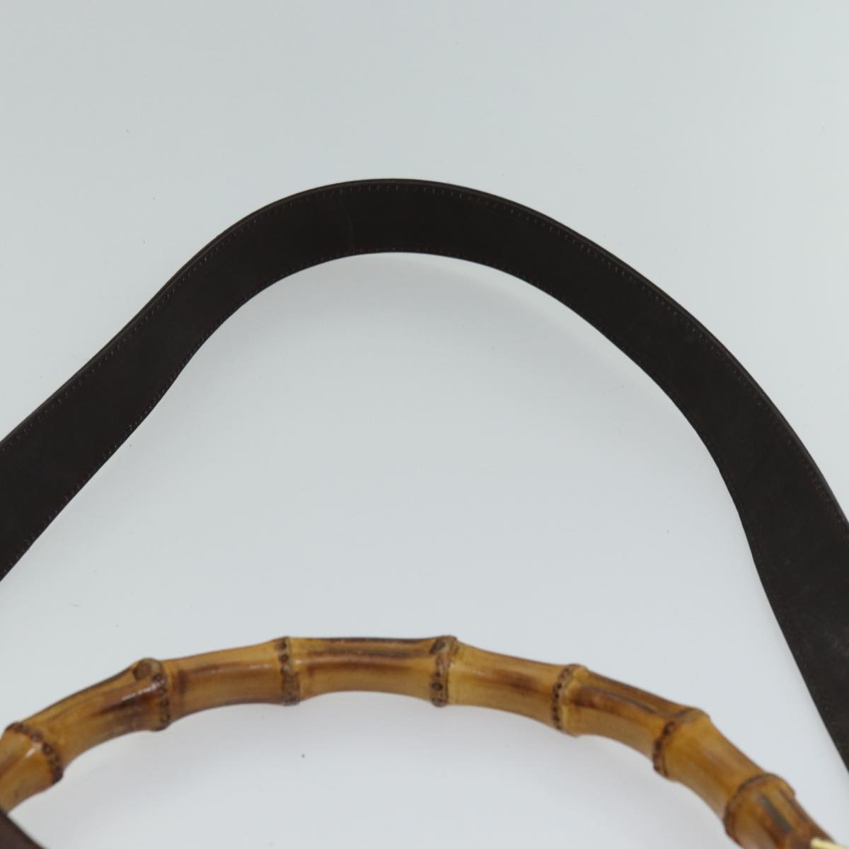 GUCCI Bamboo Hand Bag Suede 2way Brown 001 3444 1577 am6304