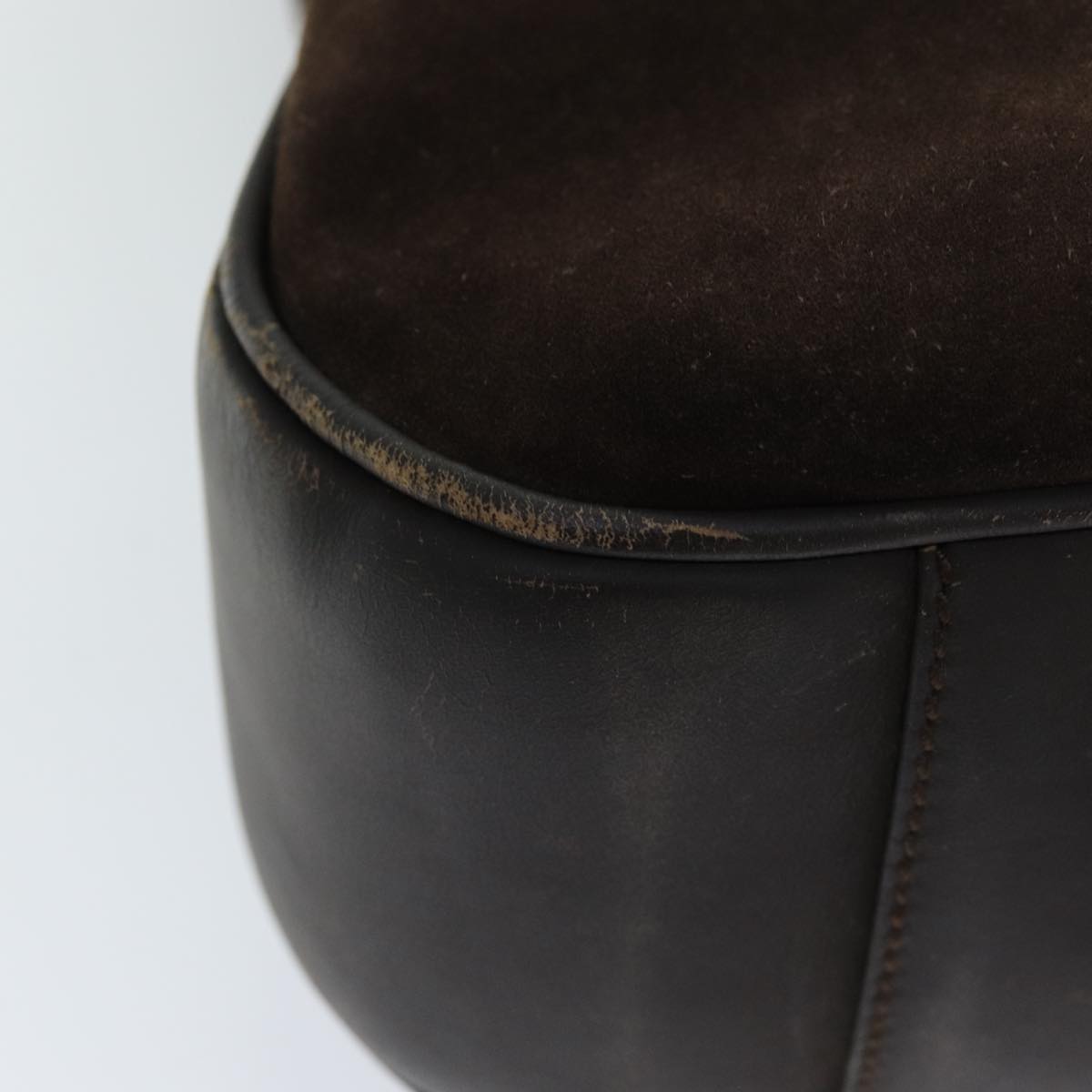 GUCCI Bamboo Hand Bag Suede 2way Brown 001 3444 1577 am6304