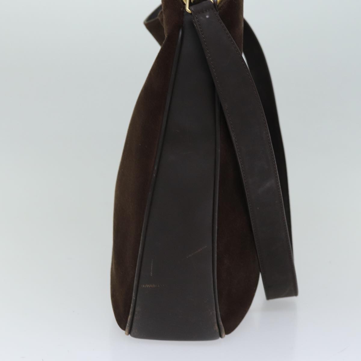GUCCI Bamboo Hand Bag Suede 2way Brown 001 3444 1577 am6304