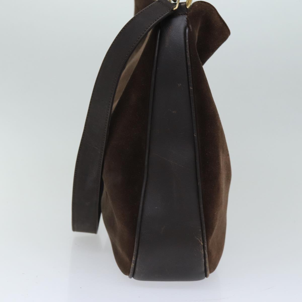 GUCCI Bamboo Hand Bag Suede 2way Brown 001 3444 1577 am6304