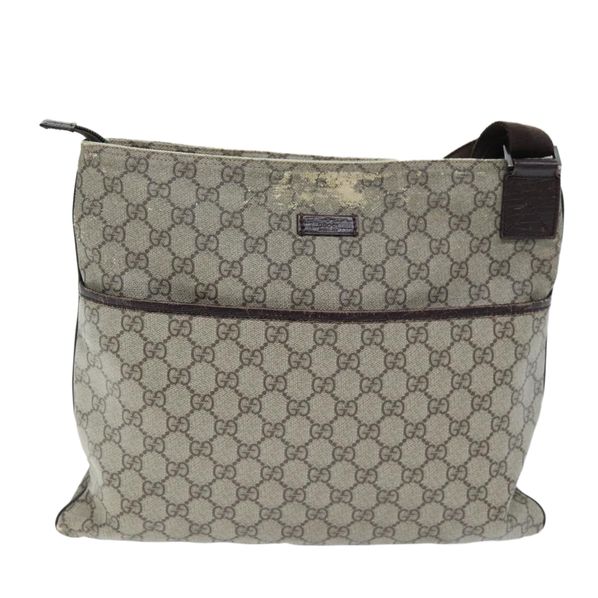 GUCCI GG Supreme Shoulder Bag PVC Leather Beige 141198 am6305