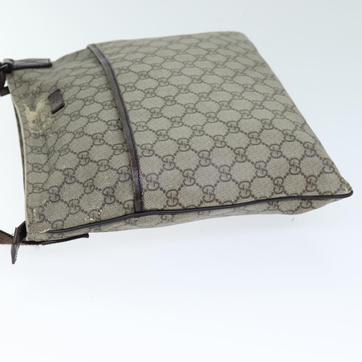 GUCCI GG Supreme Shoulder Bag PVC Leather Beige 141198 am6305