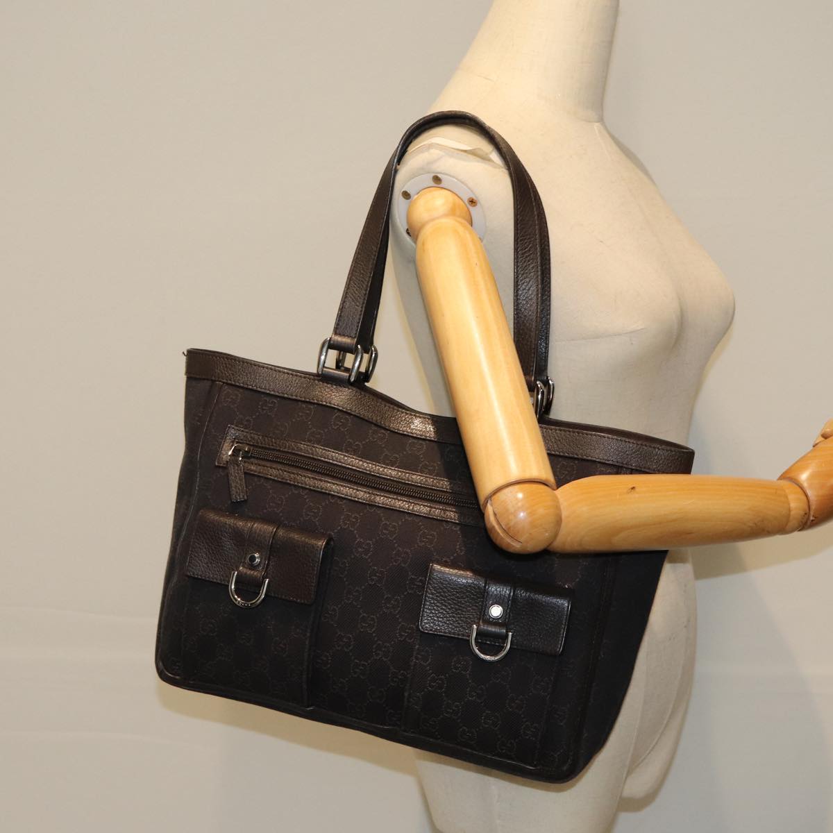 GUCCI GG Canvas Abbey Tote Bag Brown 268639 am6320