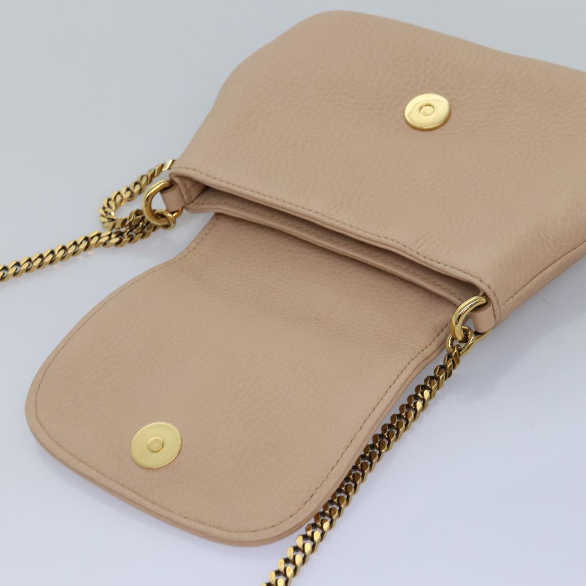 GUCCI Chain Shoulder Bag Leather Beige 251821 am6326