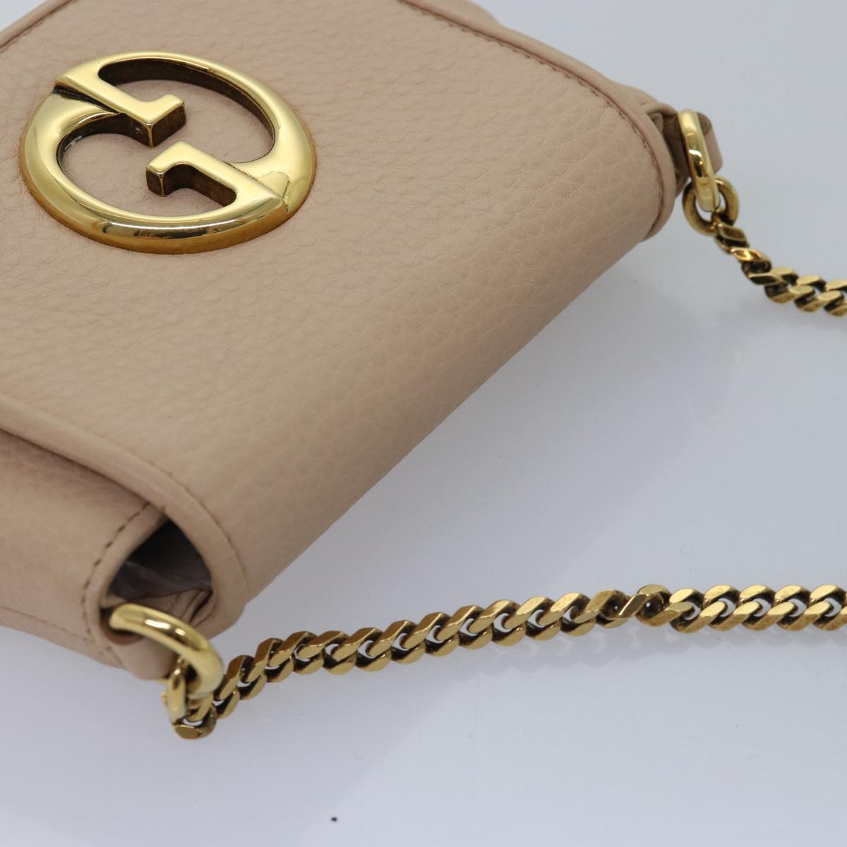 GUCCI Chain Shoulder Bag Leather Beige 251821 am6326