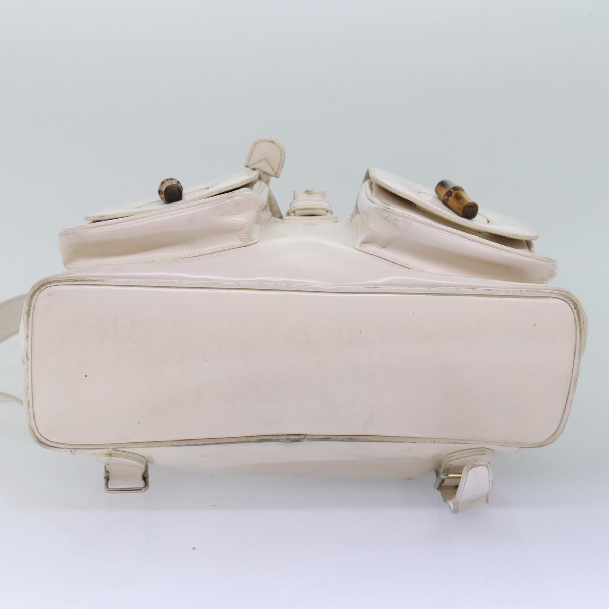 GUCCI Bamboo Hand Bag Patent leather White 003 2058 0016 5 am6347