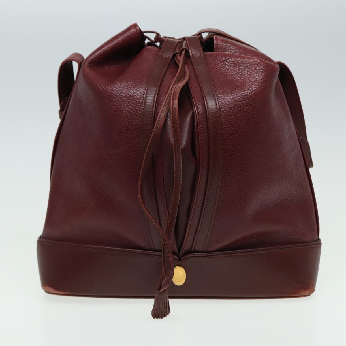 GUCCI Cartier Hand Bag Leather 2Set Khaki Wine Red am6367