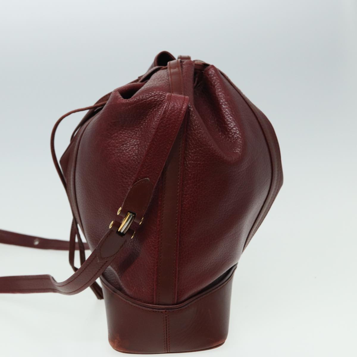 GUCCI Cartier Hand Bag Leather 2Set Khaki Wine Red am6367