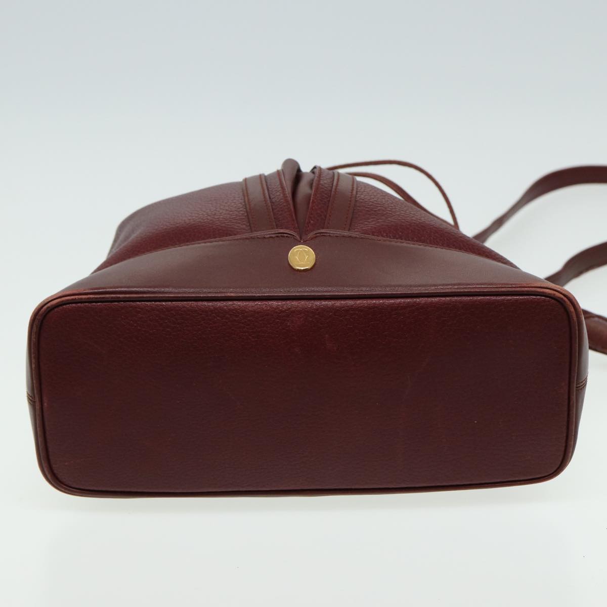GUCCI Cartier Hand Bag Leather 2Set Khaki Wine Red am6367