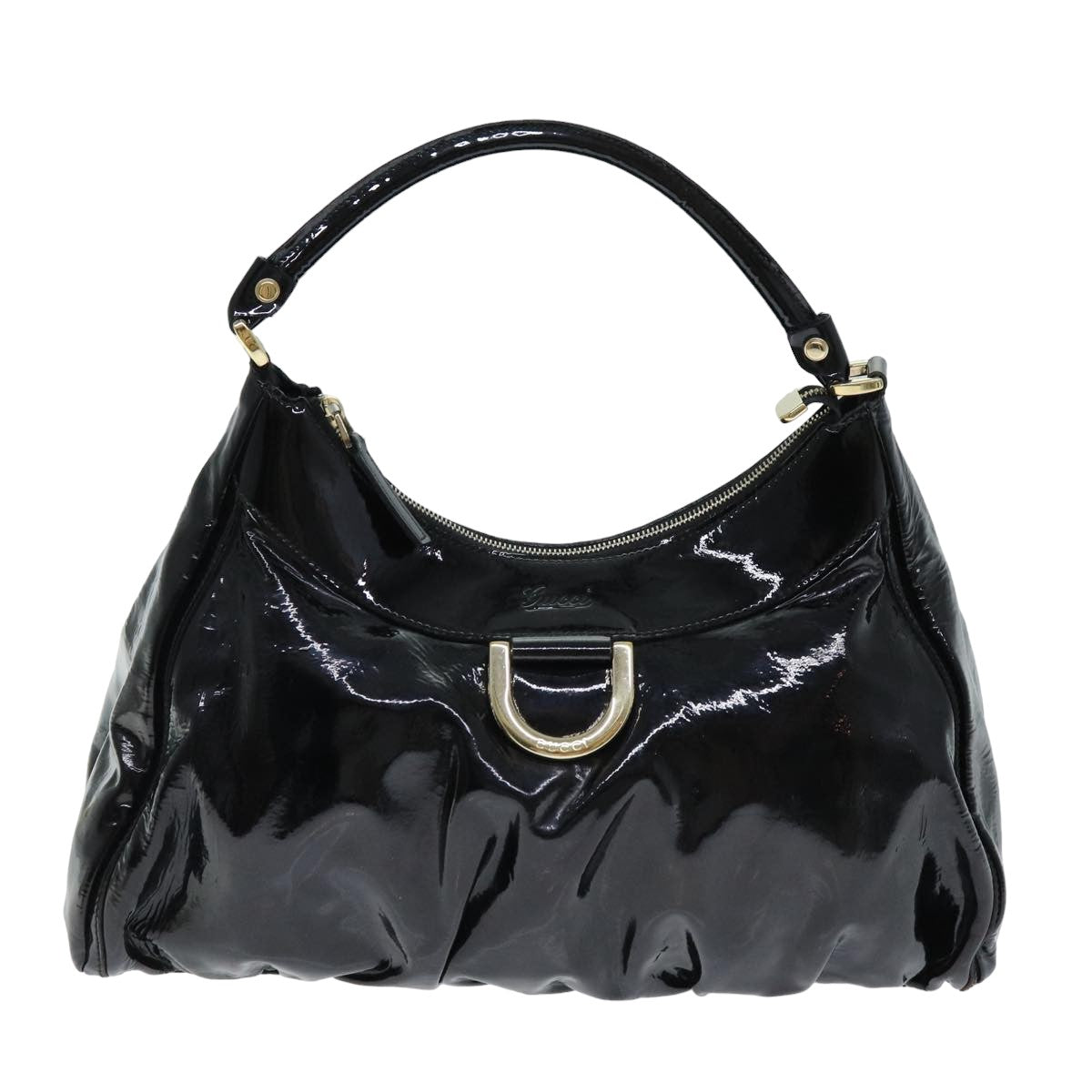 GUCCI Abbey Hand Bag Enamel Black 189833 am6439