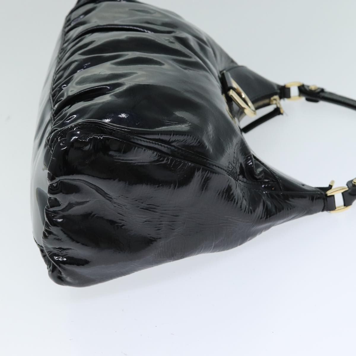 GUCCI Abbey Hand Bag Enamel Black 189833 am6439