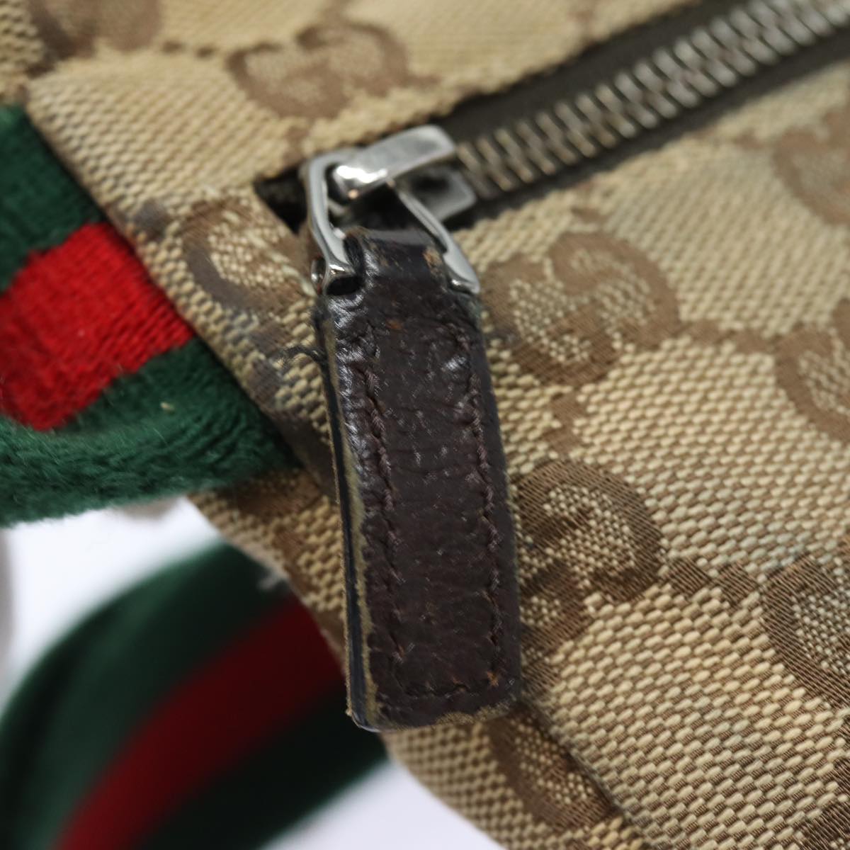 GUCCI GG Canvas Web Sherry Line Waist bag Beige Red Green 28566 am6441