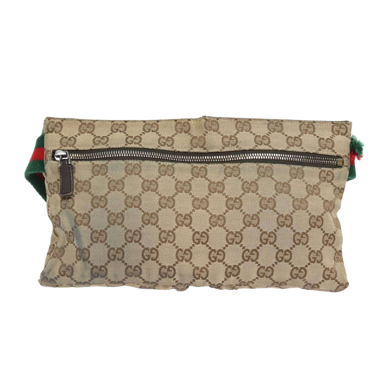 GUCCI GG Canvas Web Sherry Line Waist bag Beige Red Green 28566 am6441