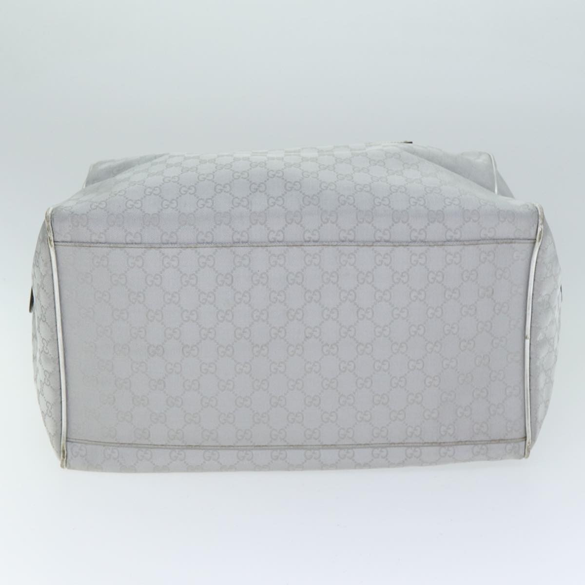 GUCCI GG Canvas Sherry Line Boston Bag Gray Silver 153240 am6442