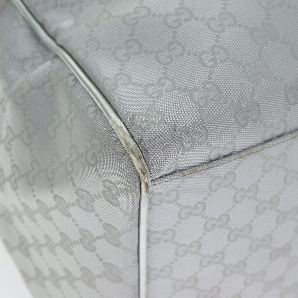 GUCCI GG Canvas Sherry Line Boston Bag Gray Silver 153240 am6442