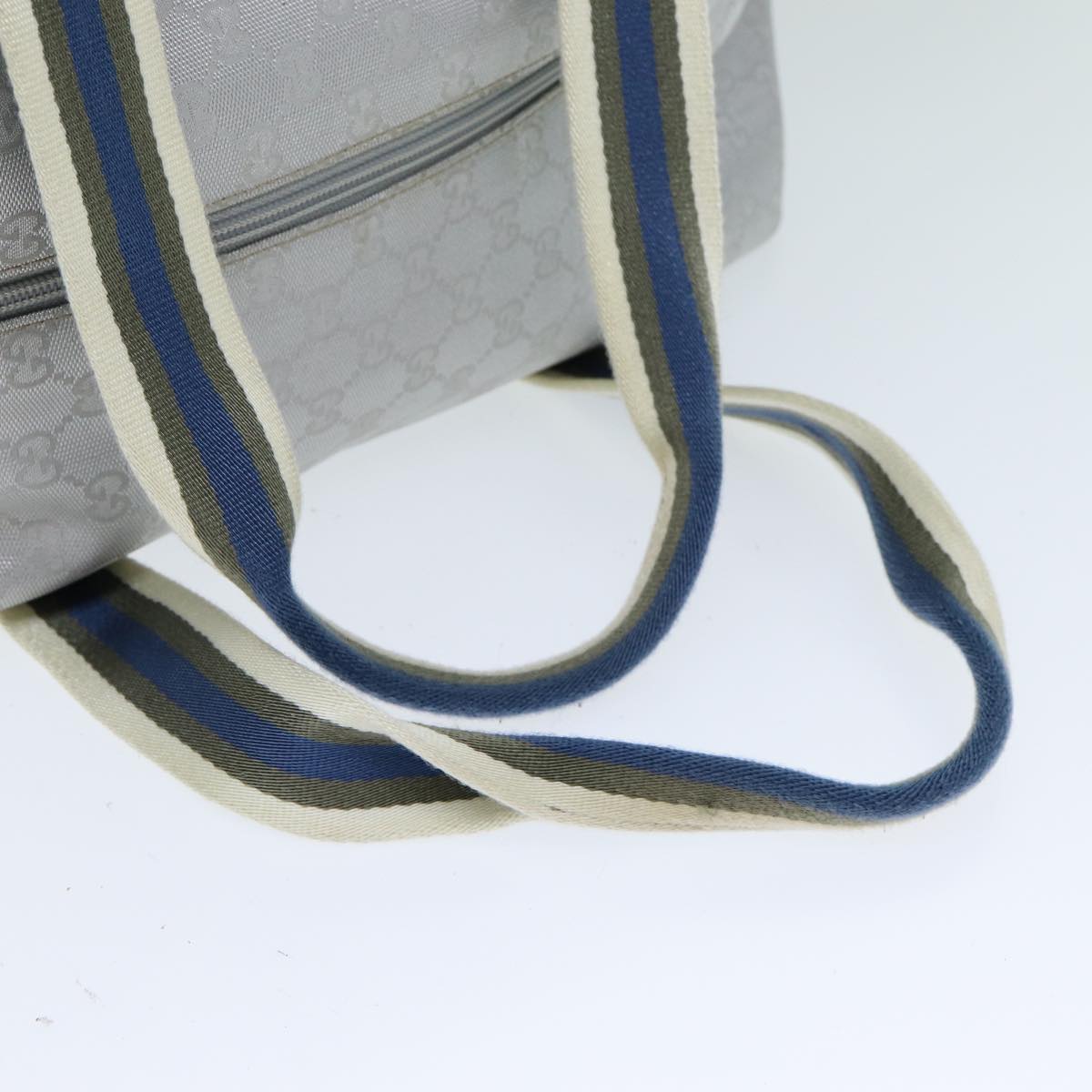 GUCCI GG Canvas Sherry Line Boston Bag Gray Silver 153240 am6442
