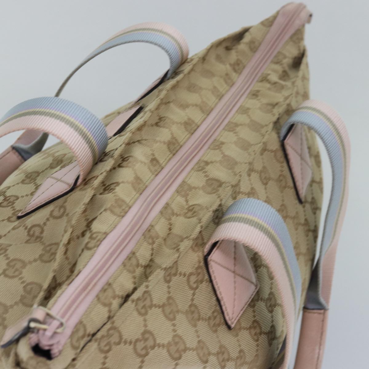 GUCCI GG Canvas Tote Bag Beige Pink Light blue 131230 am6472