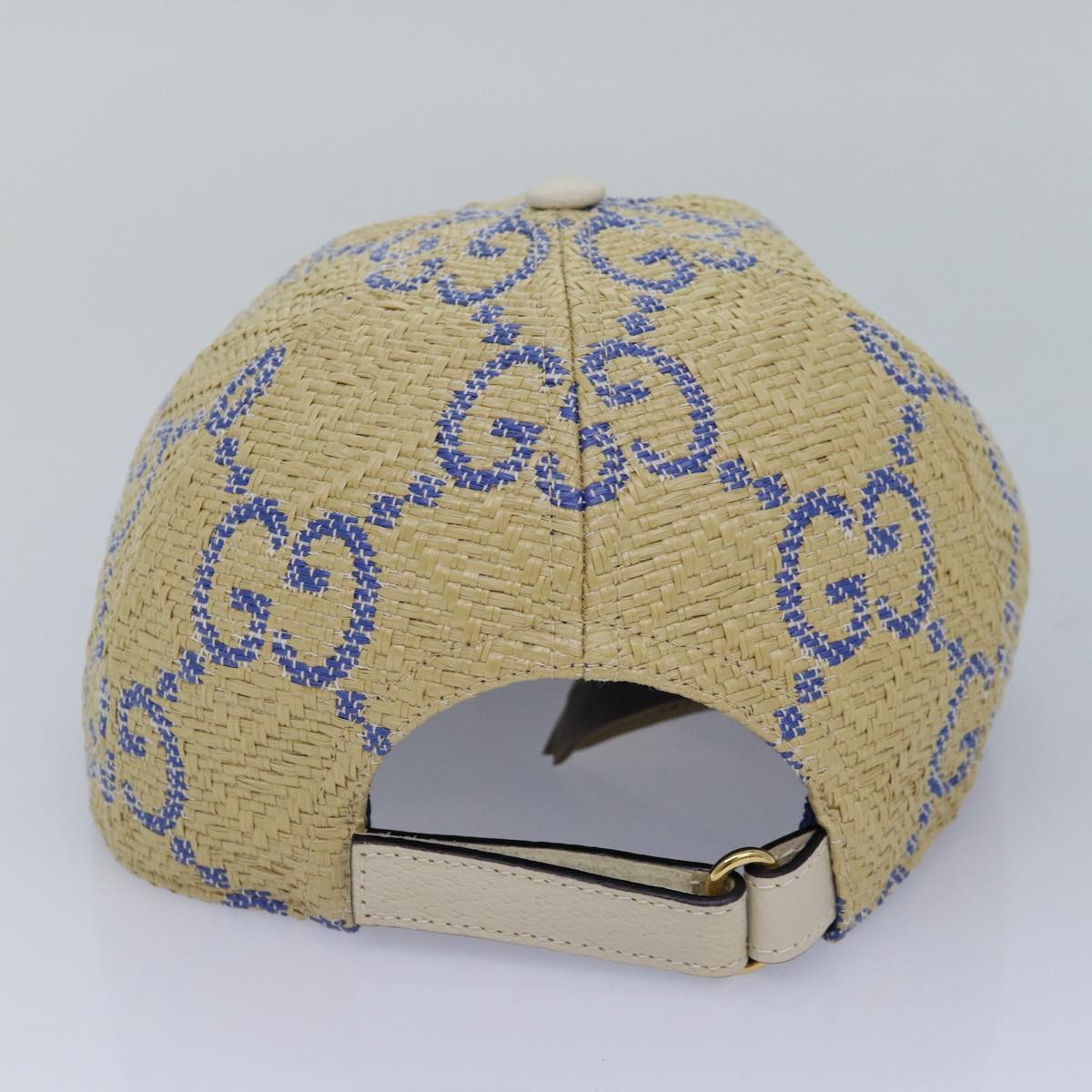 GUCCI Cap GG Canvas Raffia L size Beige 701713 am6474