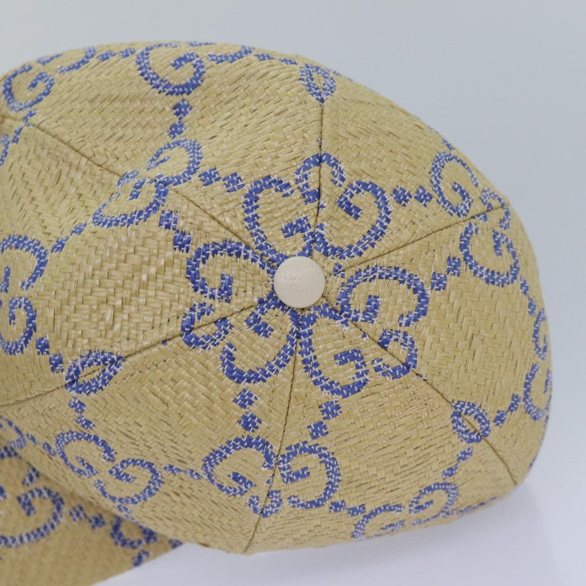GUCCI Cap GG Canvas Raffia L size Beige 701713 am6474