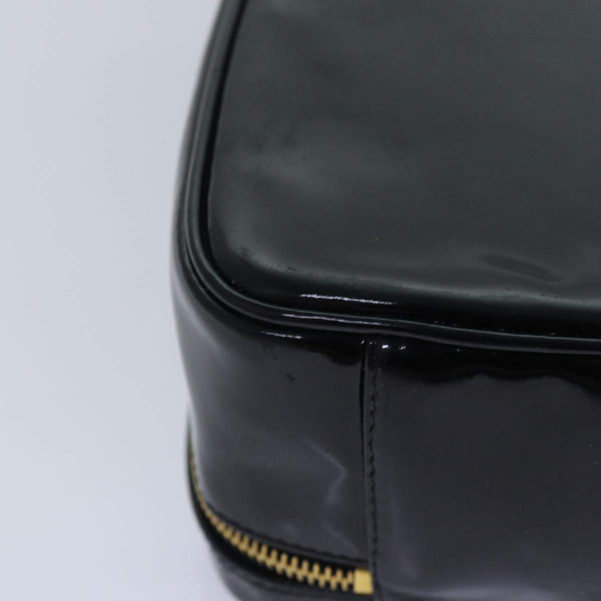 CHANEL Vanity Hand Bag Enamel 2way Black CC am6641