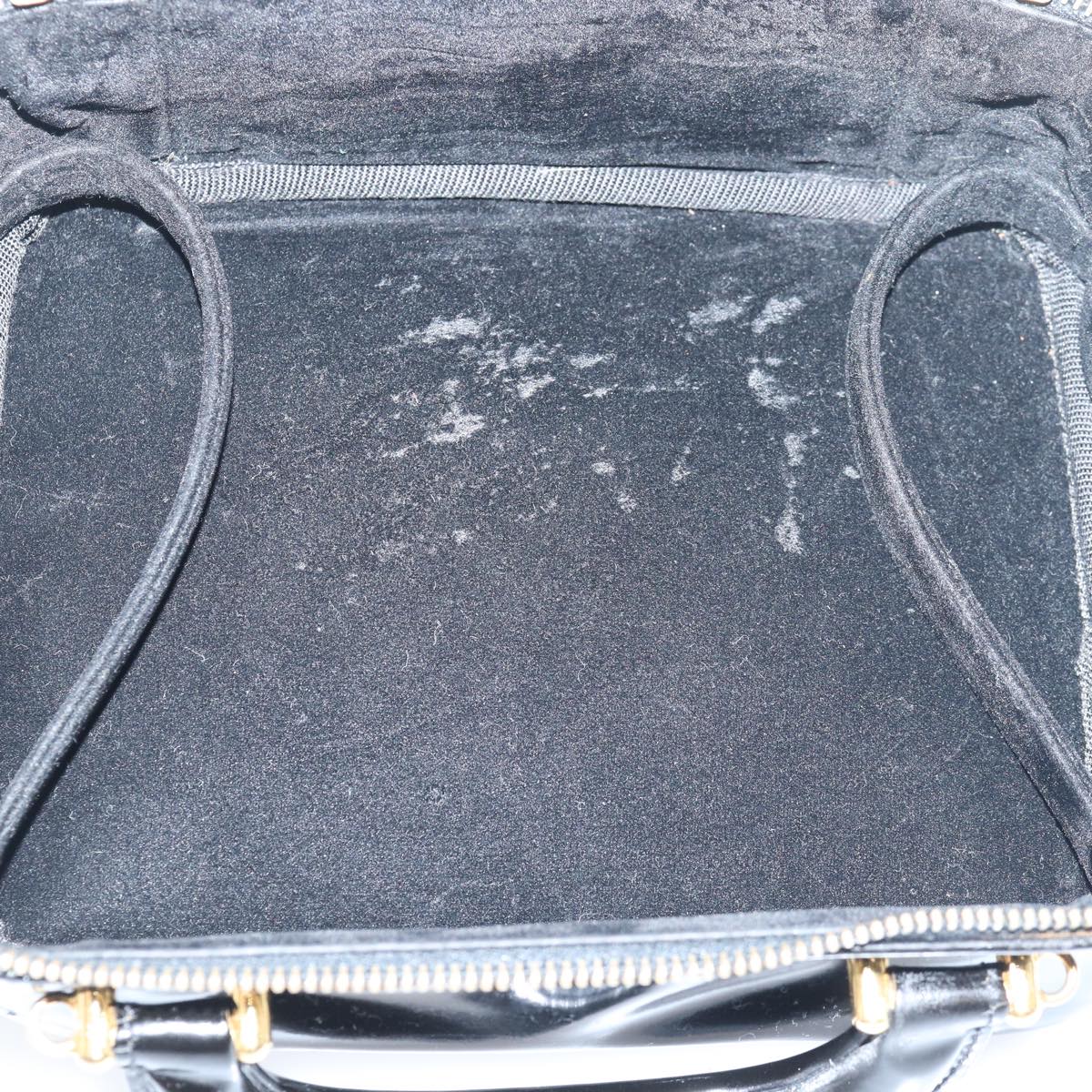 CHANEL Vanity Hand Bag Enamel 2way Black CC am6641