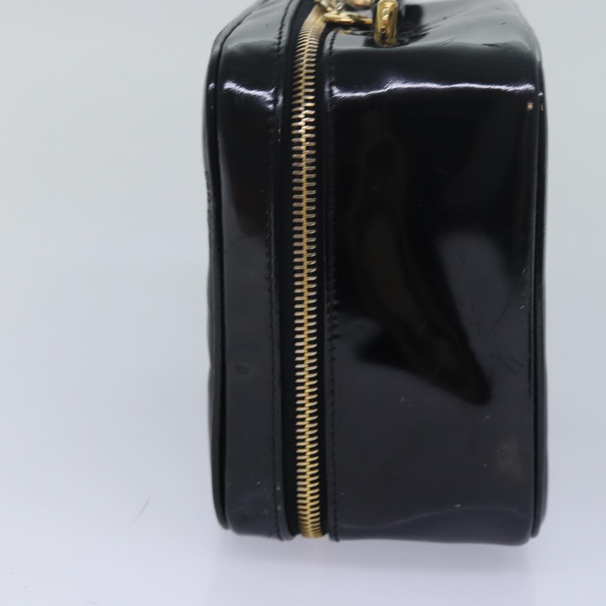 CHANEL Vanity Hand Bag Enamel 2way Black CC am6641