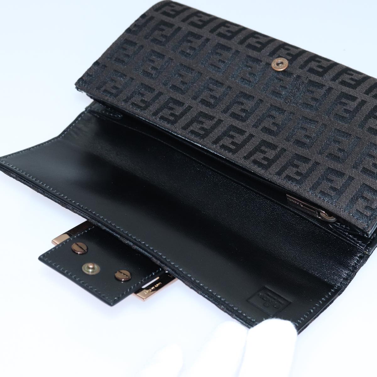 FENDI Zucchino Canvas Long Wallet Brown am6703