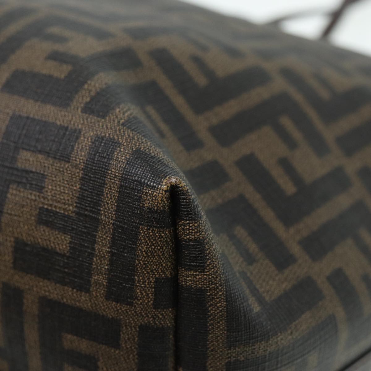 FENDI Zucca Canvas Tote Bag Brown Black gold am6727