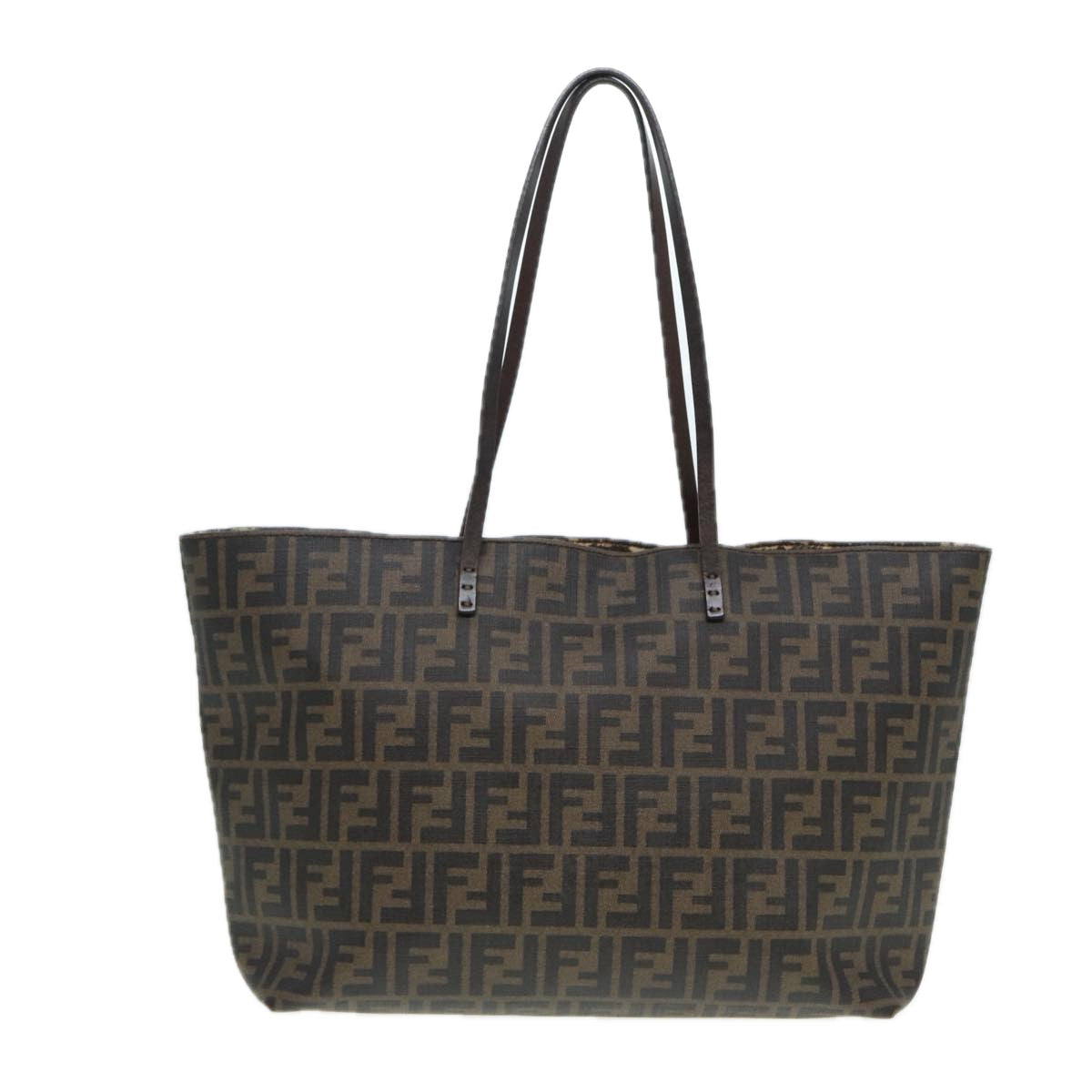 FENDI Zucca Canvas Tote Bag Brown Black gold am6727