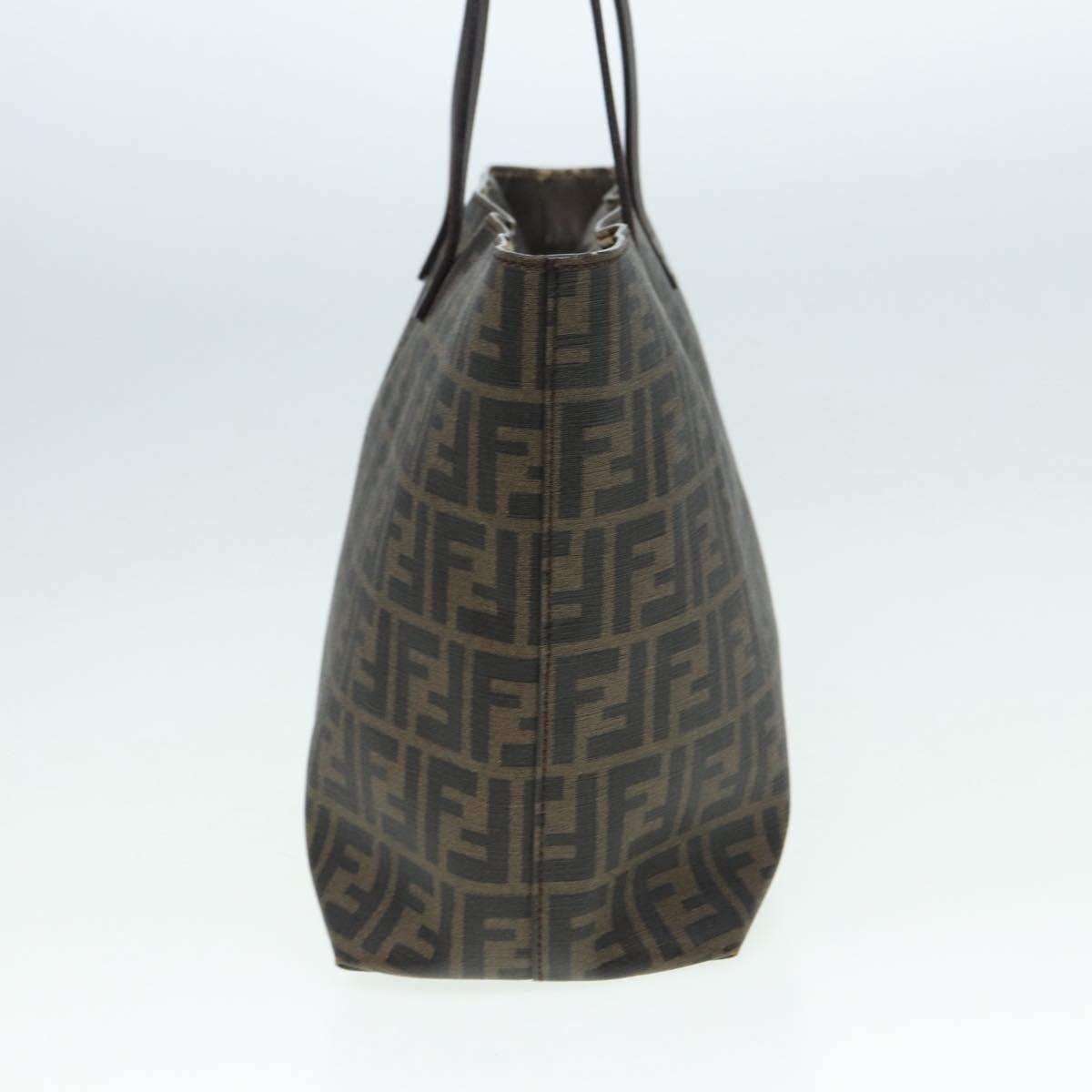 FENDI Zucca Canvas Tote Bag Brown Black gold am6727