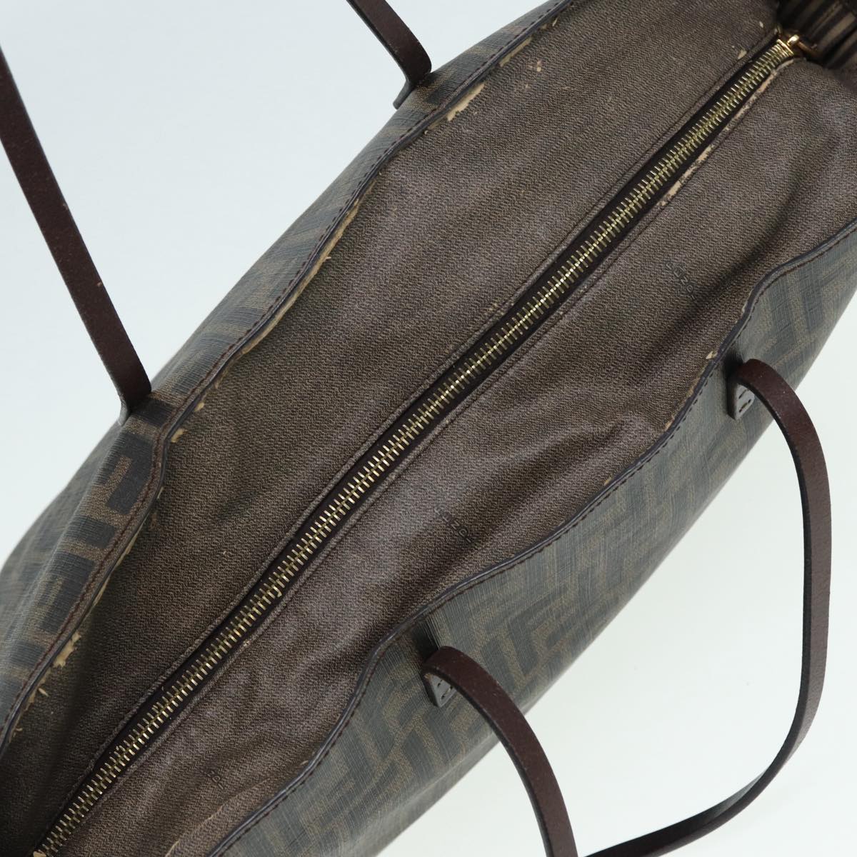 FENDI Zucca Canvas Tote Bag Brown Black gold am6727