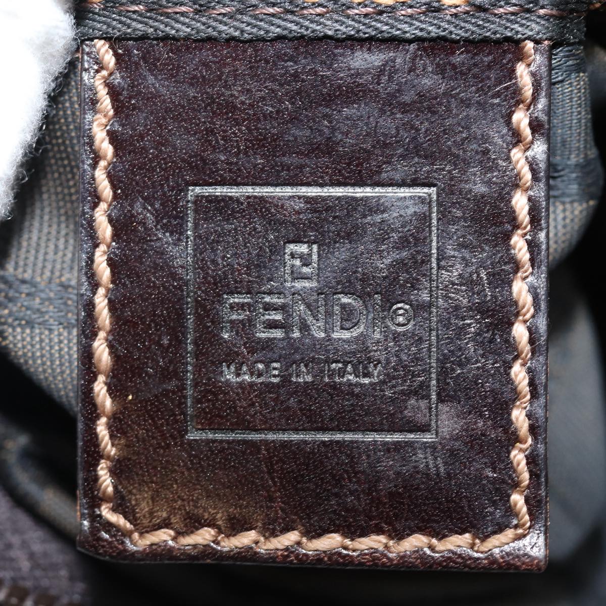 FENDI Zucca Canvas Hand Bag Brown Black Silver am6735