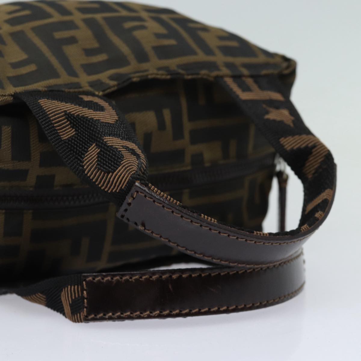 FENDI Zucca Canvas Hand Bag Brown Black Silver am6735